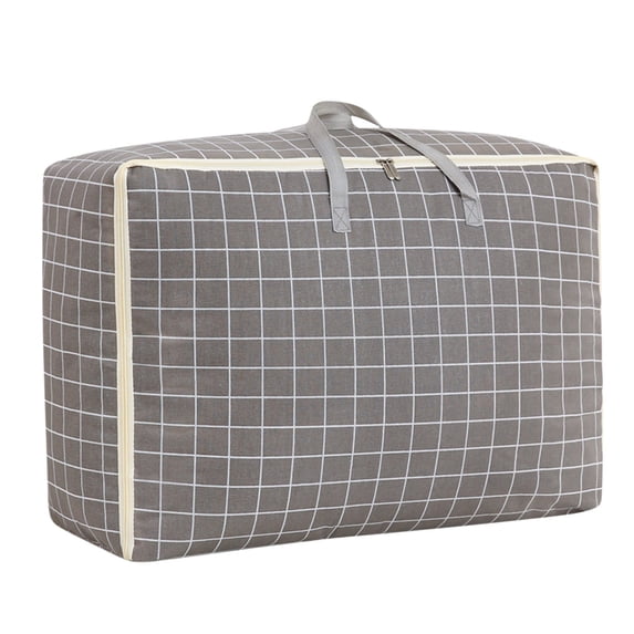 Quilt Storage Bag Clothes Organizer, Large Moving Bag with Plaid Design for Seasonal Garment and Bedding Protection, Space-saving Closet Container