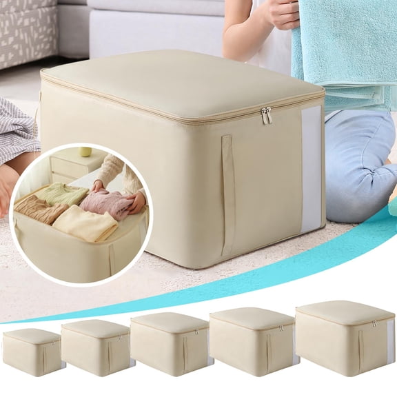 Quilt Storage Bag for Comforters and Blankets, Large Zippered Moving Bag for Clothes, Waterproof Foldable Reusable Down Bedding Organizer for Closet and Dorm