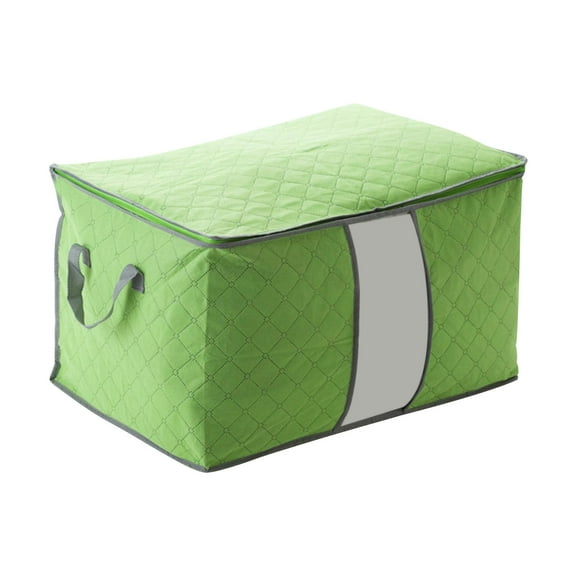 Quilt Storage Bag, Czzoypi Large Capacity Foldable Storage Box with Window, Non-Woven Fabric PVC Zippered Organizer for Blankets Clothes Under Bed, Green