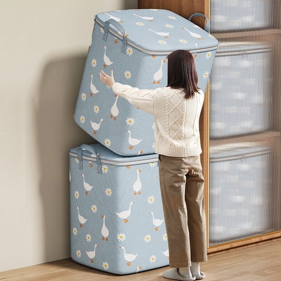Quilt Storage Bag, Large Capacity Clothes Packing Bag for Home Moving, Foldable Luggage with Handles, Sealed Zipper Dormitory Travel Storage, 18.89x29.53in