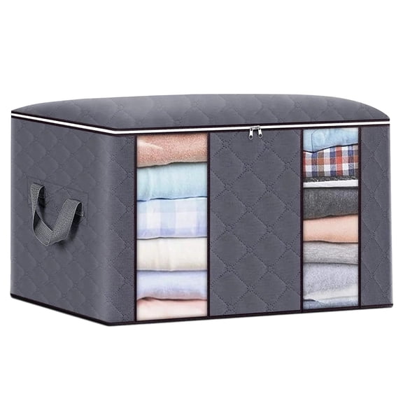 Quilt Storage Bag with Transparent Window – Moving & Christmas Tree Organizer Box (Gray)