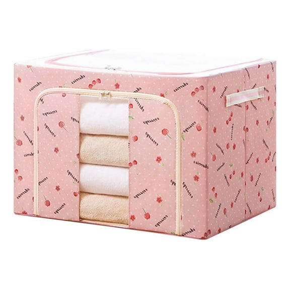 Quilt Storage Bag1PC,15.75x19.69x12.99in,Large Capacity Organizer Box with Clear Window, Thick Fabric for Blankets Bedding Comforters, Sturdy Zipper for Closet Use(Pink)
