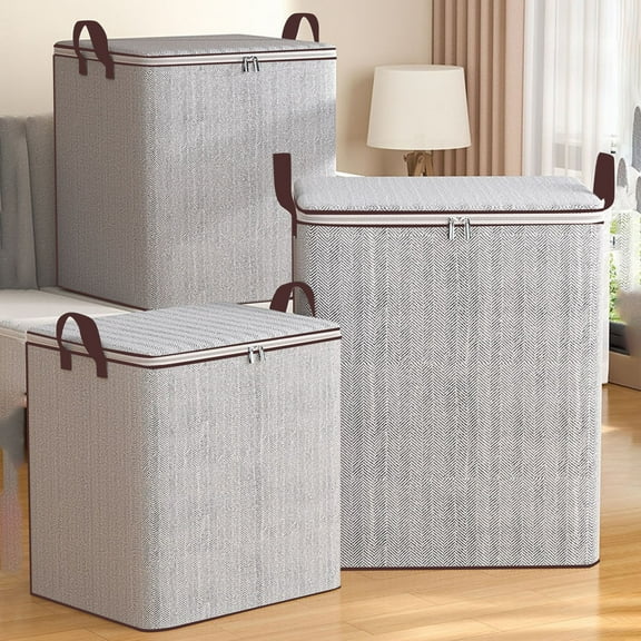 Quilt Storage Box, Large Capacity Closet Organizer, Foldable Clothing Luggage Bag for Moving, Breathable Fabric Packing Container, Dustproof Wardrobe Management System, Space Saving, by UKHCCC