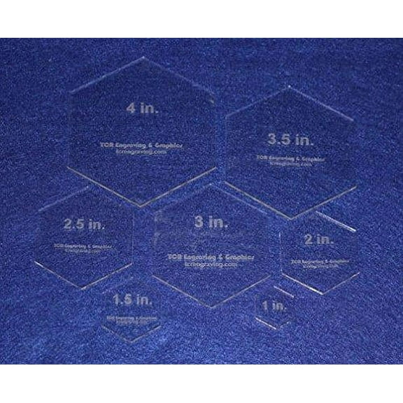 Quilt Templates-7 Piece Hexagon Set No Seam - 1"-4" Clear Acrylic 1/8"