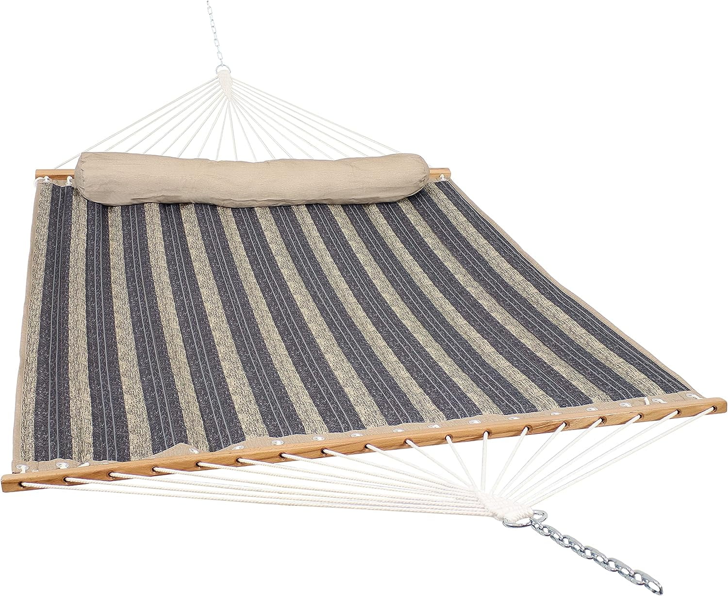 Quilted 2-Person Outdoor Hammock with Spreader Bars, 450 LBS Heavy-Duty Hammock