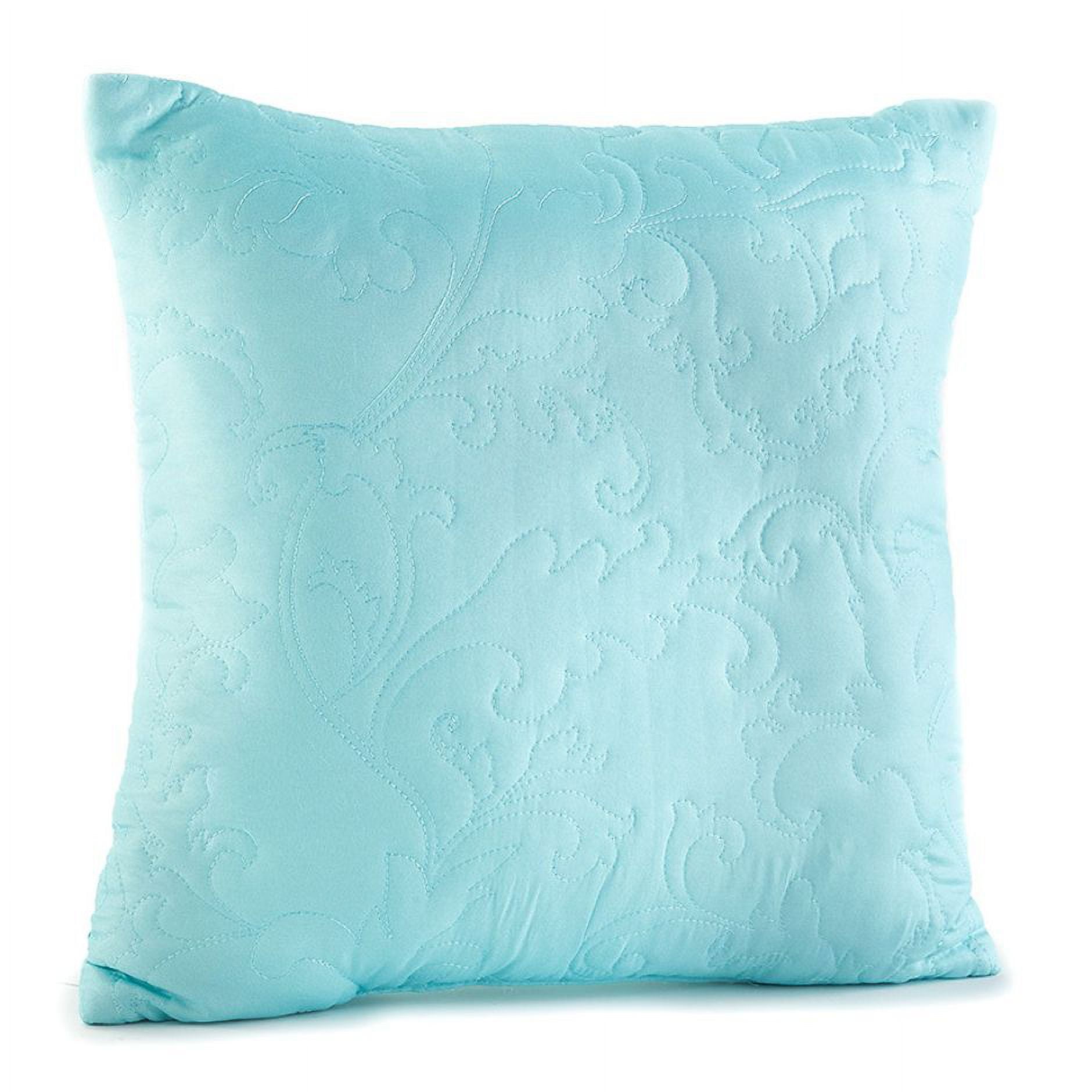 Quilted Accent Pillow Decorative Pastel Square Plush Couch Decor Seafoam Blue