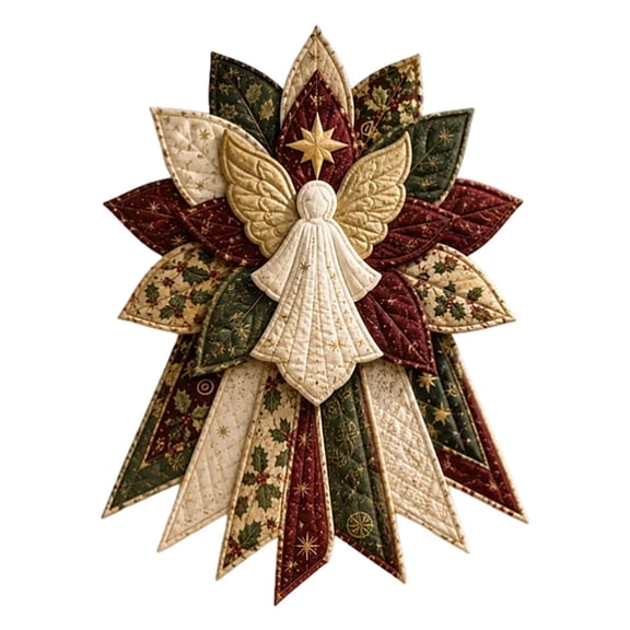 Quilted Angel Christmas Tree Hanging Ornament Diy Patchwork Sewing Craft Kit With Pre Cut Fabric For Holiday Home Decor(White-32Cm)