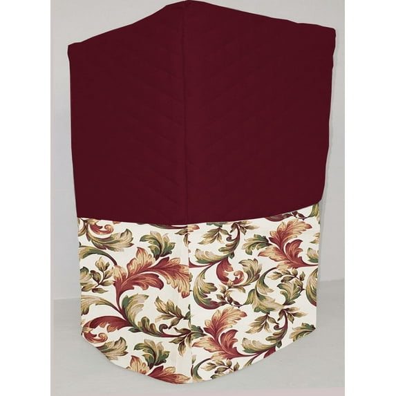 Quilted Autumn Fall Floral Leaves Coffee Maker Cover by Penny's Needful Things (Burgundy)