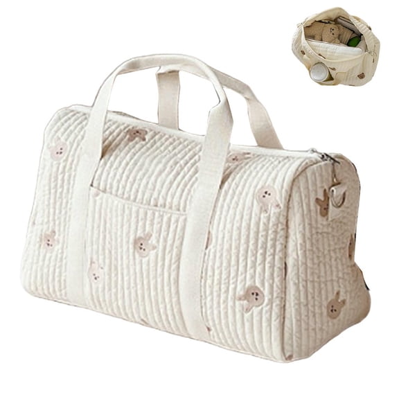 Quilted Baby Diaper Bag Large Capacity Duffle for Women Suitable for Traveling and Weekend Trips with Multiple Pockets for Hospital Visits