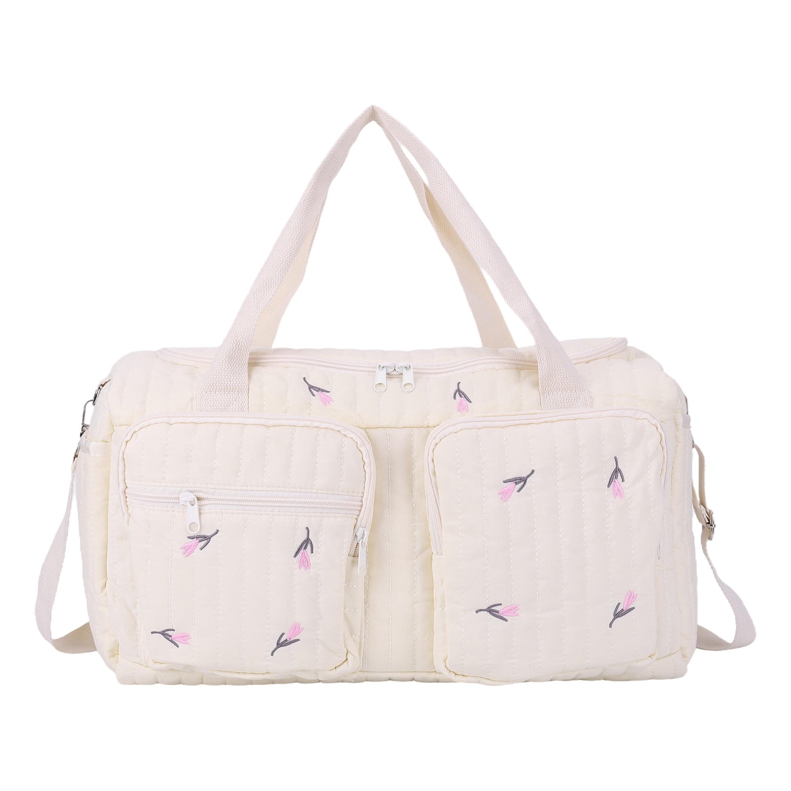 Quilted Baby Diaper Bag Large Cute Duffle Bag For Women (Tulip)
