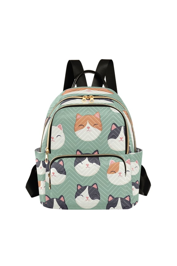Quilted Backpack Fashion Backpack 10.23*5.11*12.59 Inch Women's Fashion Backpack Picnic Shopping Travel Out Sports backpack Cartoon Cute Color Cat Face