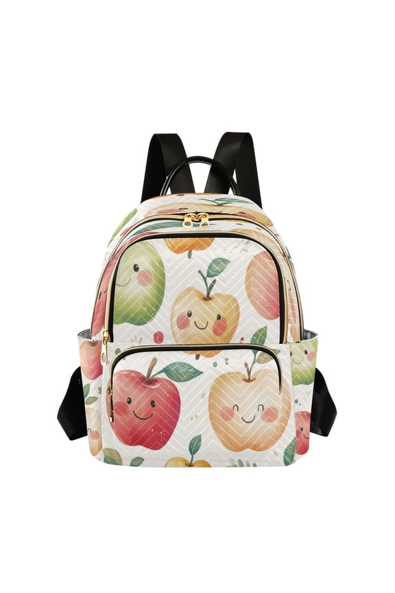 Quilted Backpack Fashion Backpack 10.23*5.11*12.59 Inch Women's Fashion Backpack Picnic Shopping Travel Out Sports backpack Colorful Cartoon Smiling Apple