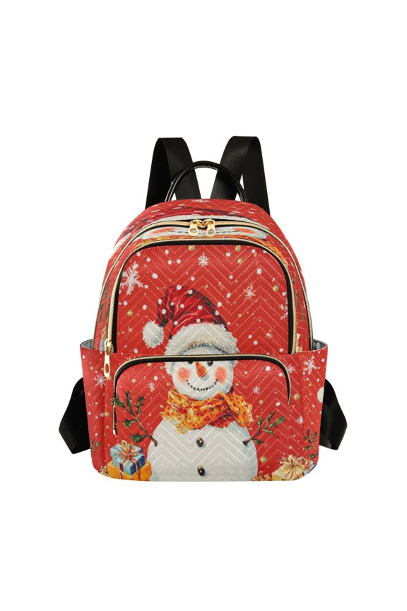 Quilted Backpack Fashion Backpack 10.23*5.11*12.59 Inch Women's Fashion Backpack Picnic Shopping Travel Out Sports backpack The Christmas Snowman and Snowflakes