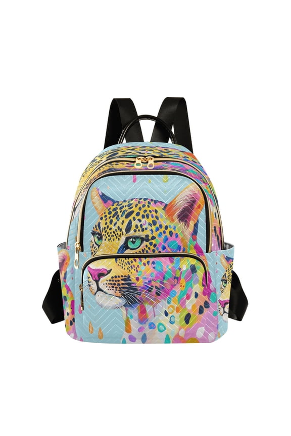 Quilted Backpack Fashion Backpack 11.41 * 6.1 * 14.17 Inch Women's Fashion Backpack Picnic Shopping Travel Out Sports backpack Colorful Leopard and Raindrops