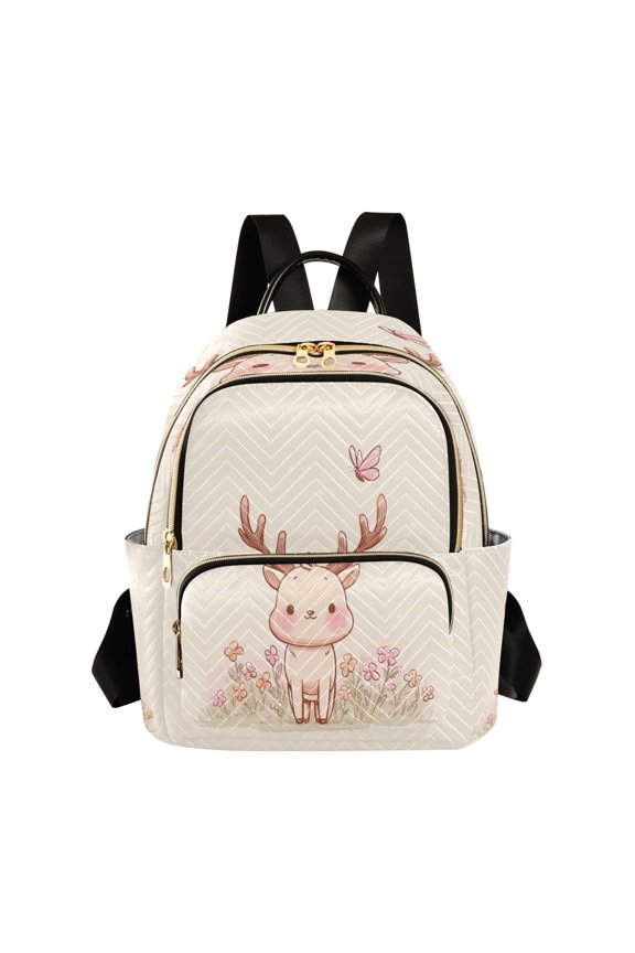 Quilted Backpack Fashion Backpack 10.23*5.11*12.59 Inch Women's Fashion Backpack Picnic Shopping Travel Out Sports backpack A Cute Fawn