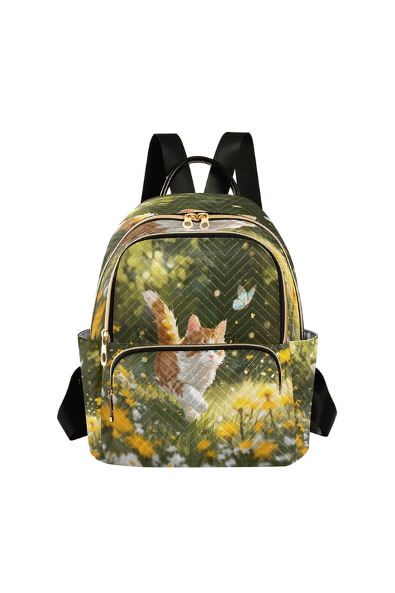 Quilted Backpack Fashion Backpack 10.23*5.11*12.59 Inch Women's Fashion Backpack Picnic Shopping Travel Out Sports backpack A Small Cat