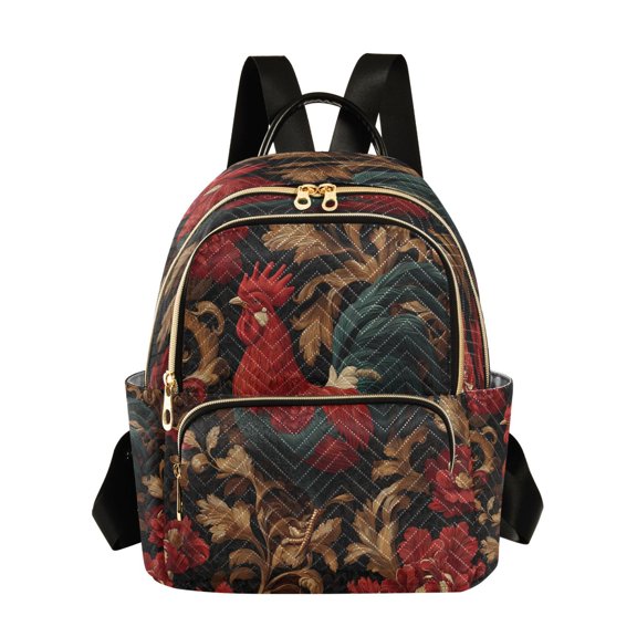 Quilted Backpack Fashion Backpack 10.23*5.11*12.59 Inch Women's Fashion Backpack Picnic Shopping Travel Out Sports backpack Beautiful Big Rooster