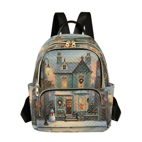 Quilted Backpack Fashion Backpack 10.23*5.11*12.59 Inch Women's Fashion Backpack Picnic Shopping Travel Out Sports backpack Beautiful Christmas House