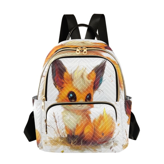 Quilted Backpack Fashion Backpack 10.23*5.11*12.59 Inch Women's Fashion Backpack Picnic Shopping Travel Out Sports backpack Beautiful Cute Orange Fox