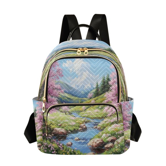 Quilted Backpack Fashion Backpack 10.23*5.11*12.59 Inch Women's Fashion Backpack Picnic Shopping Travel Out Sports backpack Beautiful River