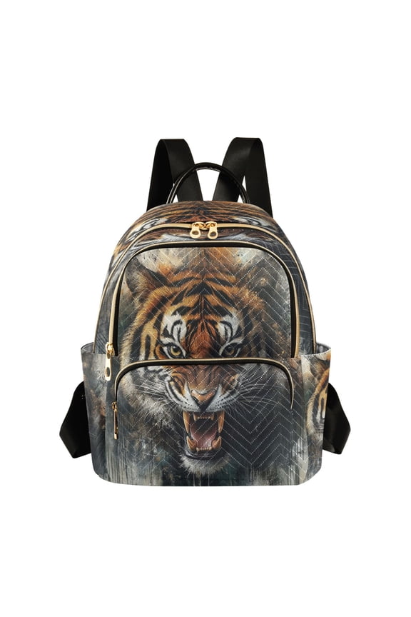 Quilted Backpack Fashion Backpack 10.23*5.11*12.59 Inch Women's Fashion Backpack Picnic Shopping Travel Out Sports backpack Big Tiger with Big Mouth