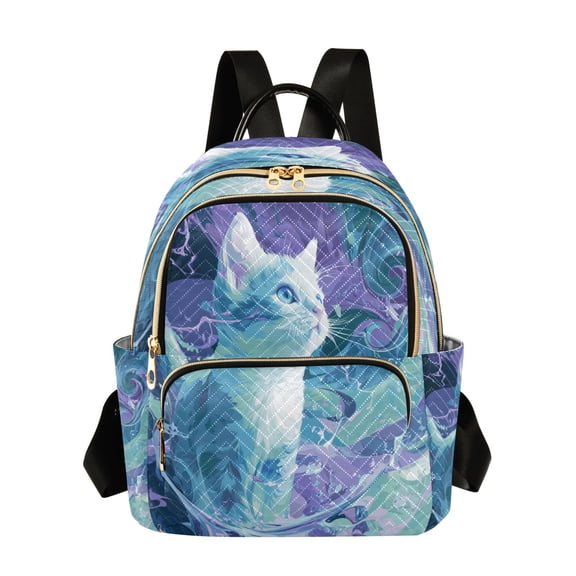 Quilted Backpack Fashion Backpack 10.23*5.11*12.59 Inch Women's Fashion Backpack Picnic Shopping Travel Out Sports backpack Blue Cat