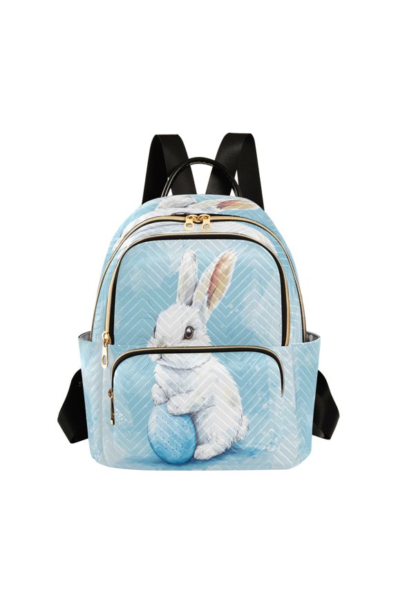 Quilted Backpack Fashion Backpack 10.23*5.11*12.59 Inch Women's Fashion Backpack Picnic Shopping Travel Out Sports backpack Blue Easter Bunny
