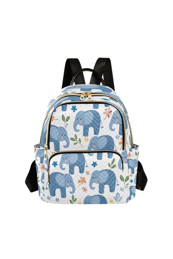 Quilted Backpack Fashion Backpack 10.23*5.11*12.59 Inch Women's Fashion Backpack Picnic Shopping Travel Out Sports backpack Blue Elephant
