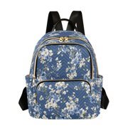 Quilted Backpack Fashion Backpack 10.23*5.11*12.59 Inch Womens Fashion Backpack Picnic Shopping Travel Out Sports backpack Blue Vintage Petal