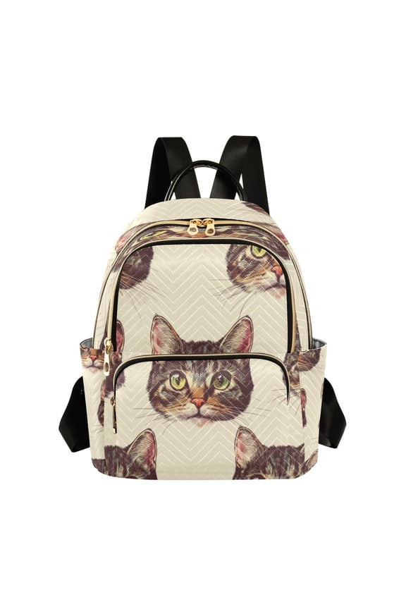 Quilted Backpack Fashion Backpack 10.23*5.11*12.59 Inch Women's Fashion Backpack Picnic Shopping Travel Out Sports backpack Brown Cat Face