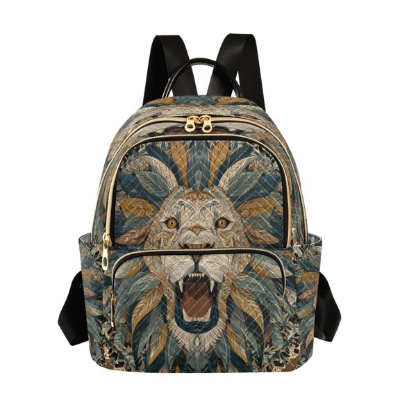 Quilted Backpack Fashion Backpack 10.23*5.11*12.59 Inch Women's Fashion Backpack Picnic Shopping Travel Out Sports backpack Cartoon Fierce Lion