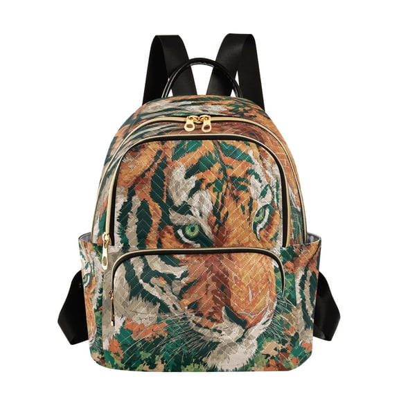 Quilted Backpack Fashion Backpack 10.23*5.11*12.59 Inch Women's Fashion Backpack Picnic Shopping Travel Out Sports backpack Cartoon Orange Tiger