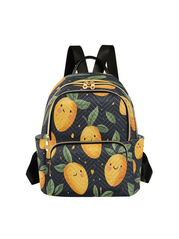 Quilted Backpack Fashion Backpack 10.23*5.11*12.59 Inch Women's Fashion Backpack Picnic Shopping Travel Out Sports backpack Cartoon Smile Mango