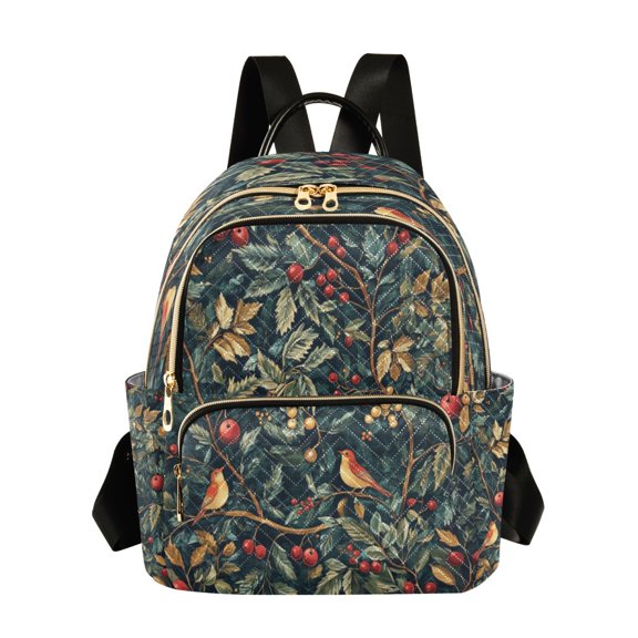 Quilted Backpack Fashion Backpack 10.23*5.11*12.59 Inch Women's Fashion Backpack Picnic Shopping Travel Out Sports backpack Christmas Bird Pattern