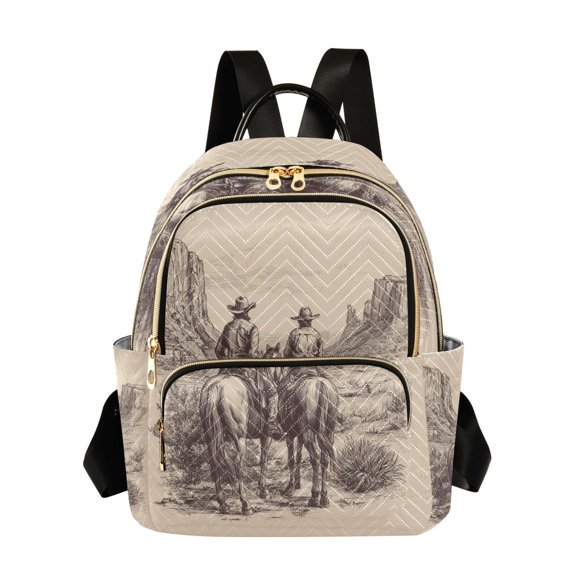 Quilted Backpack Fashion Backpack 10.23*5.11*12.59 Inch Women's Fashion Backpack Picnic Shopping Travel Out Sports backpack Cowboys Horse Desert