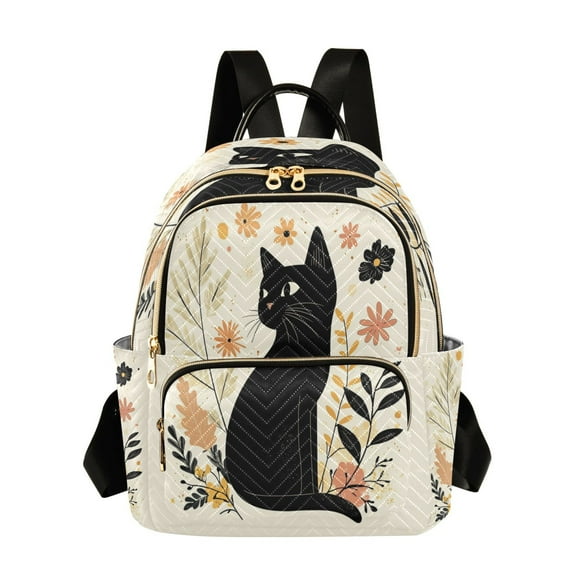 Quilted Backpack Fashion Backpack 10.23*5.11*12.59 Inch Women's Fashion Backpack Picnic Shopping Travel Out Sports backpack Cute Black Cat Pattern