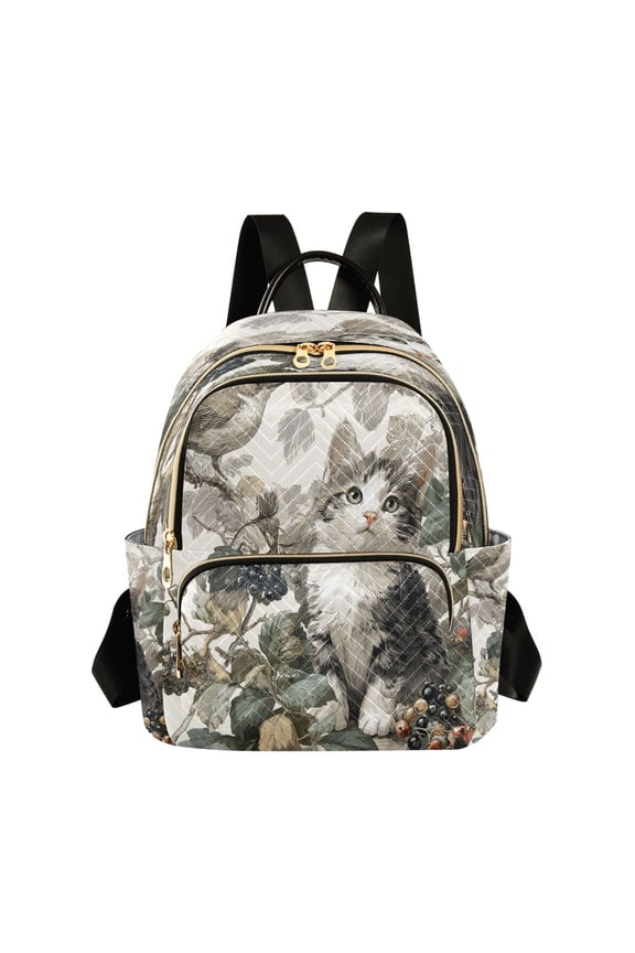 Quilted Backpack Fashion Backpack 10.23*5.11*12.59 Inch Women's Fashion Backpack Picnic Shopping Travel Out Sports backpack Cute Cat and Bird