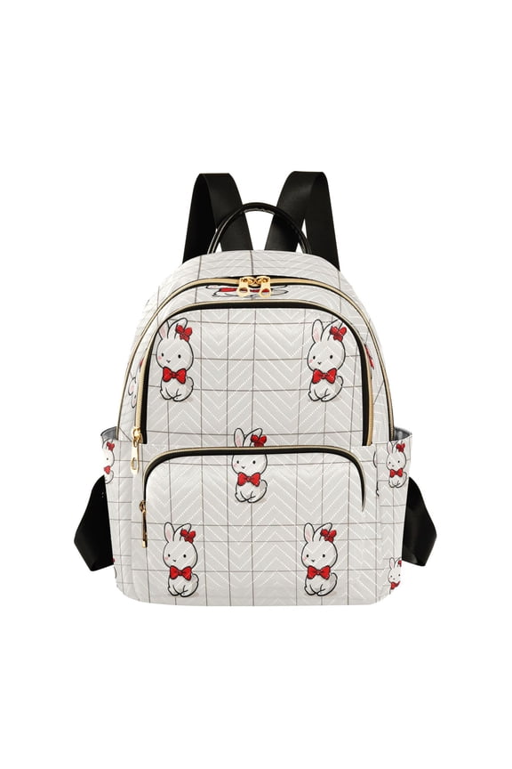 Quilted Backpack Fashion Backpack 10.23*5.11*12.59 Inch Women's Fashion Backpack Picnic Shopping Travel Out Sports backpack Cute Rabbit Picture