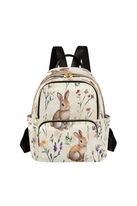 Quilted Backpack Fashion Backpack 10.23*5.11*12.59 Inch Women's Fashion Backpack Picnic Shopping Travel Out Sports backpack Cute Rabbits and Flowers