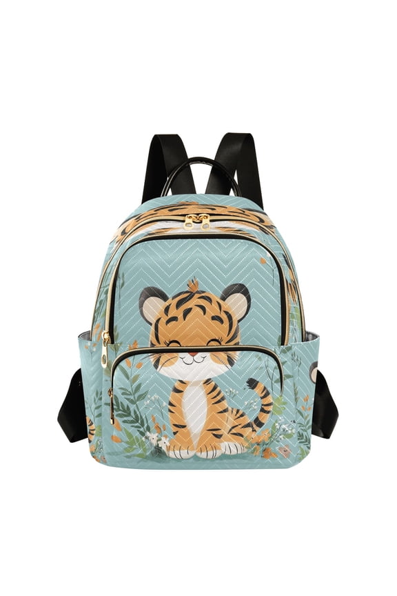 Quilted Backpack Fashion Backpack 10.23*5.11*12.59 Inch Women's Fashion Backpack Picnic Shopping Travel Out Sports backpack Cute Smiling Tiger
