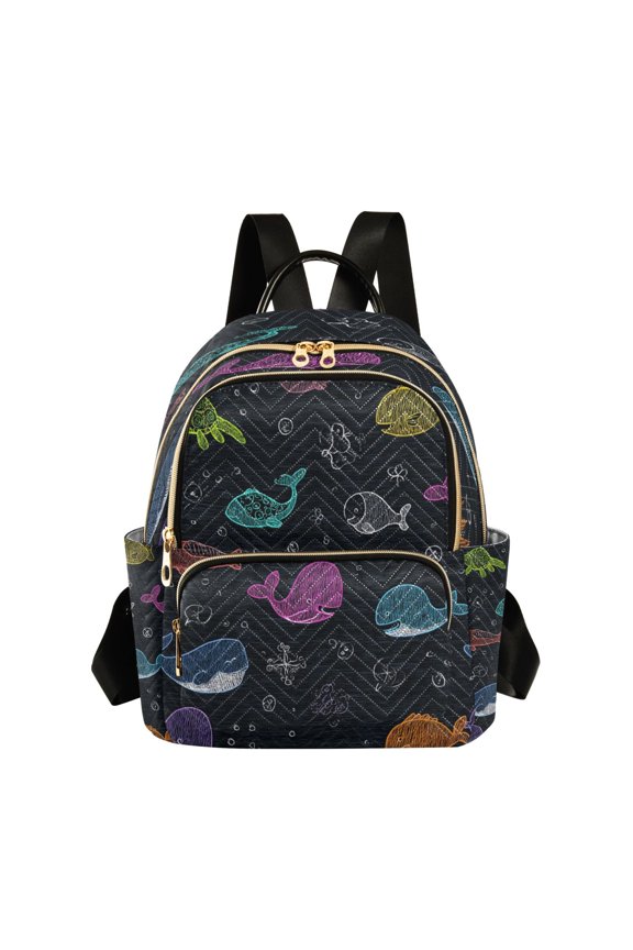 Quilted Backpack Fashion Backpack 10.23*5.11*12.59 Inch Women's Fashion Backpack Picnic Shopping Travel Out Sports backpack Deep Sea Doodle Creatures