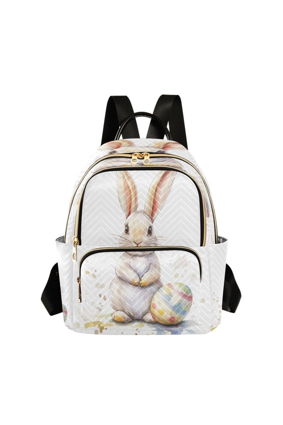 Quilted Backpack Fashion Backpack 10.23*5.11*12.59 Inch Women's Fashion Backpack Picnic Shopping Travel Out Sports backpack Easter Cartoon Rabbit