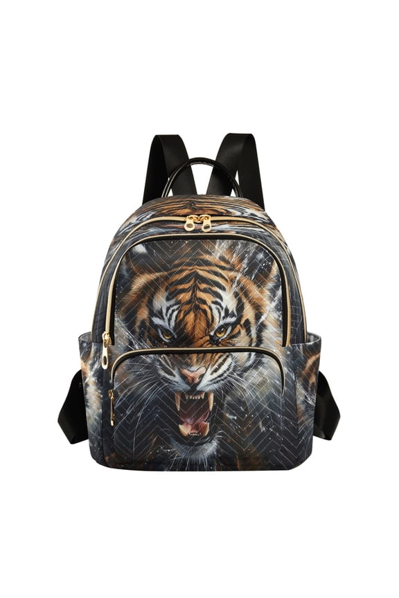 Quilted Backpack Fashion Backpack 10.23*5.11*12.59 Inch Women's Fashion Backpack Picnic Shopping Travel Out Sports backpack Fierce Big Tiger
