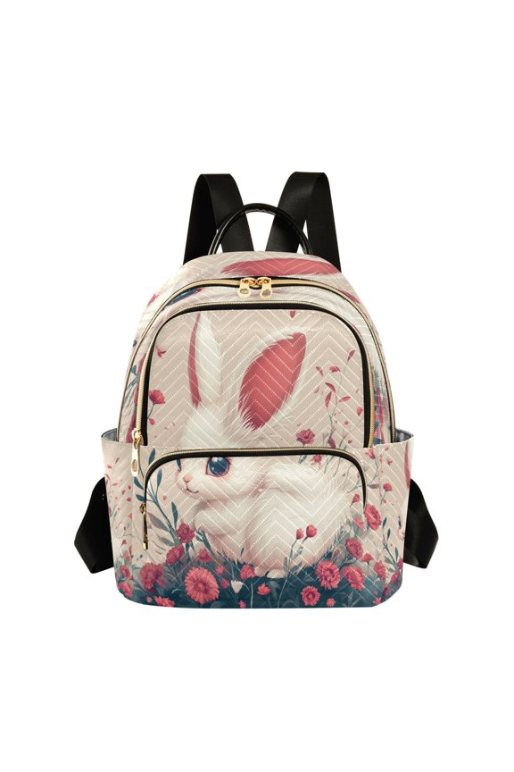 Quilted Backpack Fashion Backpack 10.23*5.11*12.59 Inch Women's Fashion Backpack Picnic Shopping Travel Out Sports backpack Flower Cartoon Rabbit