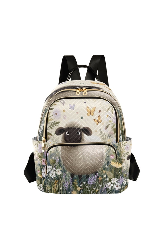 Quilted Backpack Fashion Backpack 10.23*5.11*12.59 Inch Women's Fashion Backpack Picnic Shopping Travel Out Sports backpack Fluffy Sheep in Garden