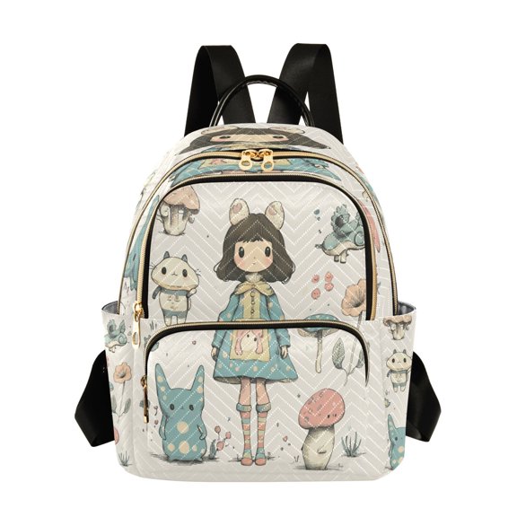 Quilted Backpack Fashion Backpack 10.23*5.11*12.59 Inch Women's Fashion Backpack Picnic Shopping Travel Out Sports backpack Forest Elf