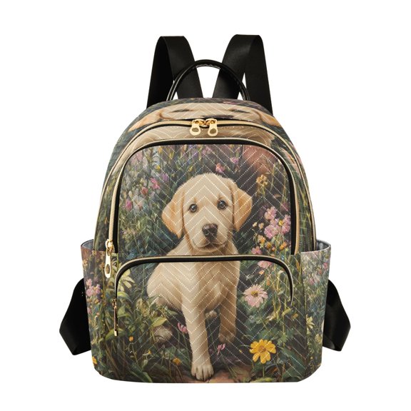 Quilted Backpack Fashion Backpack 10.23*5.11*12.59 Inch Women's Fashion Backpack Picnic Shopping Travel Out Sports backpack Golden Cute Dog