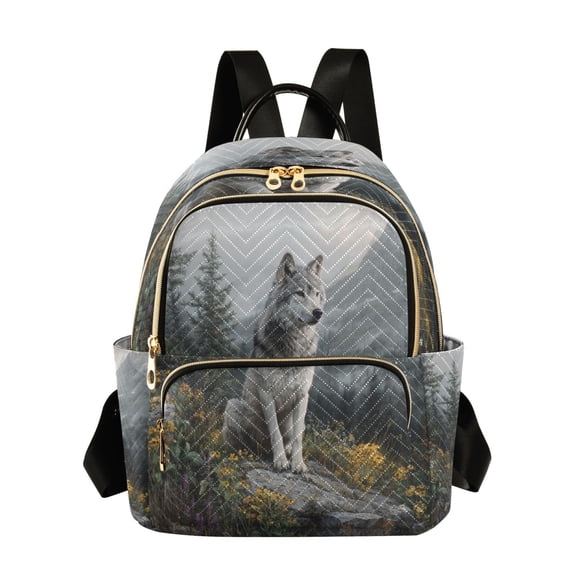 Quilted Backpack Fashion Backpack 10.23*5.11*12.59 Inch Women's Fashion Backpack Picnic Shopping Travel Out Sports backpack Gray Wolf