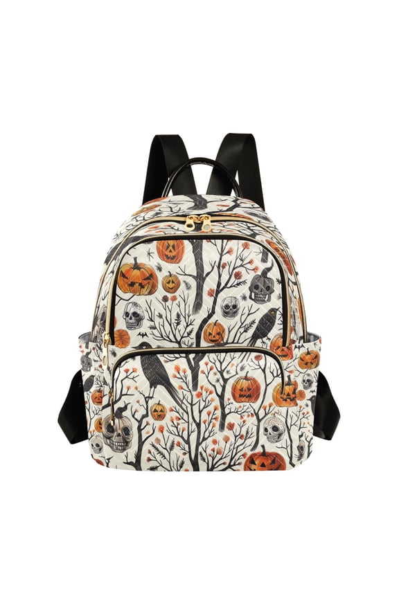 Quilted Backpack Fashion Backpack 10.23*5.11*12.59 Inch Women's Fashion Backpack Picnic Shopping Travel Out Sports backpack Halloween Pumpkin