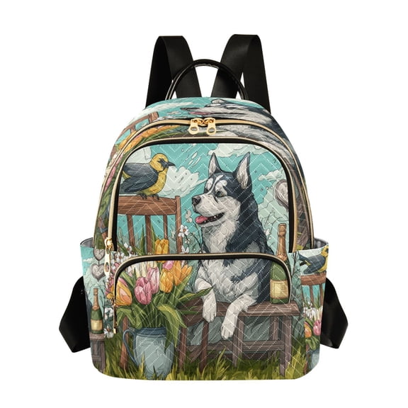 Quilted Backpack Fashion Backpack 10.23*5.11*12.59 Inch Women's Fashion Backpack Picnic Shopping Travel Out Sports backpack Husky and Bird
